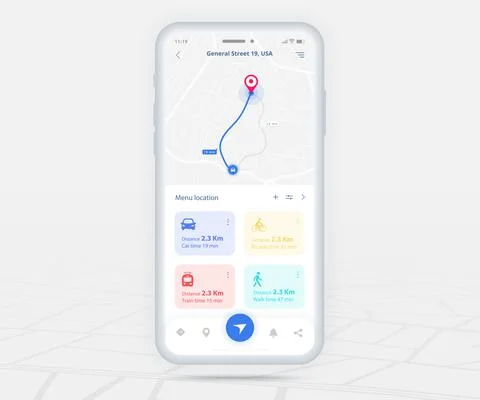 Map GPS navigation app ux ui concept, Mobile map application, Smartphone street イラスト素材