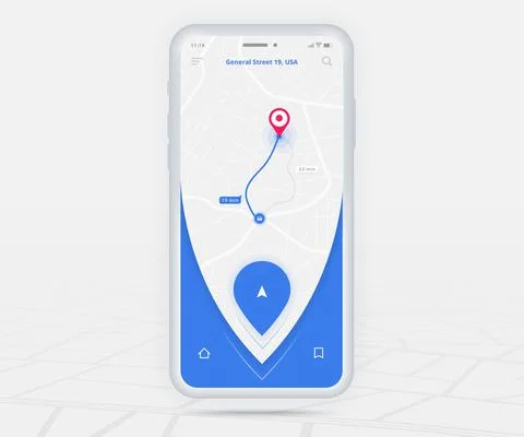 Map GPS navigation app ux ui concept, Mobile map application, Smartphone street 스톡 일러스트