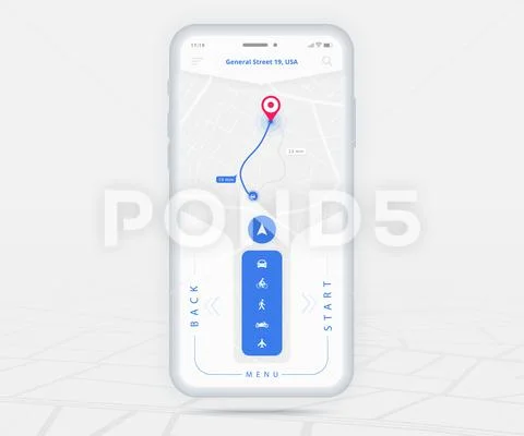 Map GPS navigation app ux ui concept, Mobile map application ...