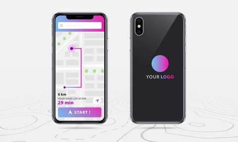 Map GPS navigation app ux ui concept, Mobile map application, Smartphone street 스톡 일러스트