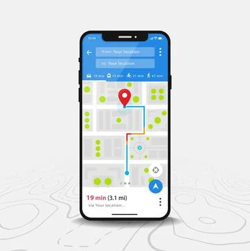 Map GPS navigation app ux ui concept, Mobile map application, Smartphone App 스톡 일러스트