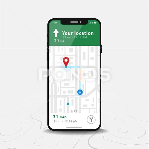 Map GPS navigation app ux ui concept, Mobile map application ...