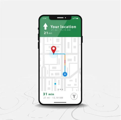 Map GPS navigation app ux ui concept, Mobile map application, Smartphone App イラスト素材
