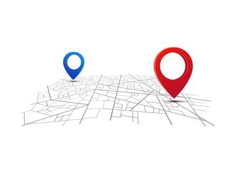 Map GPS navigation. Map with pins. Stock Illustration