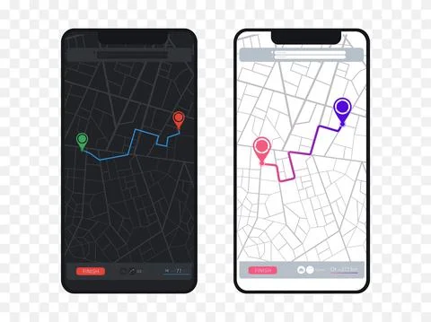 Map GPS navigation. Map with pins. Stock Illustration