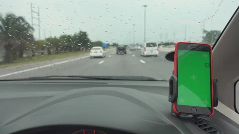 The map gps navigation on modern smartphone green screen device gadget mounted Stock Footage 156723052