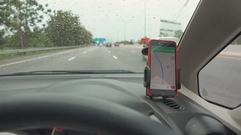 The map gps navigation on modern smartphone device gadget mounted Stock Footage 171646135