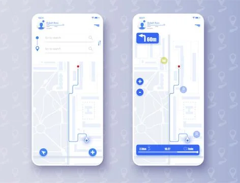 Map GPS navigation, Smartphone application. Icon with map. Mobile phone. Gps map Illustrazione stock