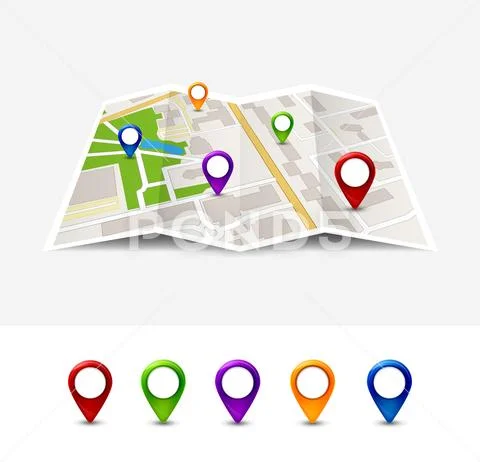 Map gps pin icon vector road. Travel home city street marker. Navigation gps Stock Illustration