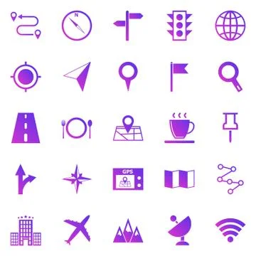 Map gradient icons on white background Stock Illustration