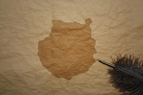 Map of gran canaria on a old paper background with old pen Stock Photos