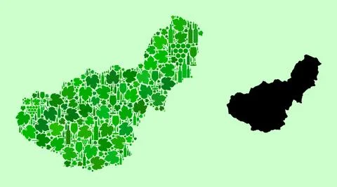 Map of Granada Province - Composition of Wine and Grapes Stock Illustration