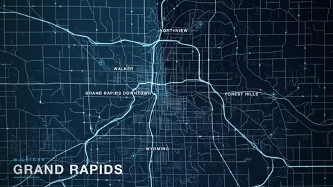 Map of Grand Rapids Stock Footage 340889899