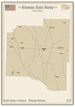 Map of Grant County in Arkansas Stock Illustration