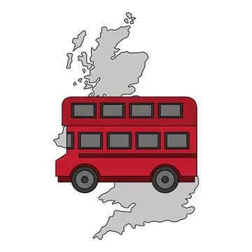 Map great britain with bus icon Illustrazione stock
