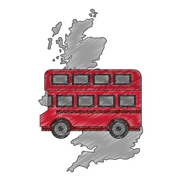Map great britain with bus icon Illustrazione stock