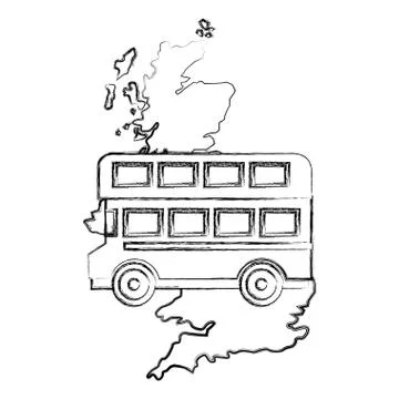Map great britain with bus icon Stock Illustration