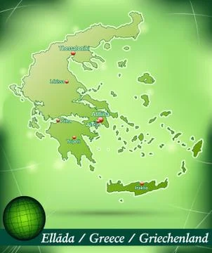 Map of greece with abstract background in green Stock Illustration