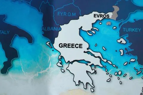 Map of Greece in blue tones Stock Illustration