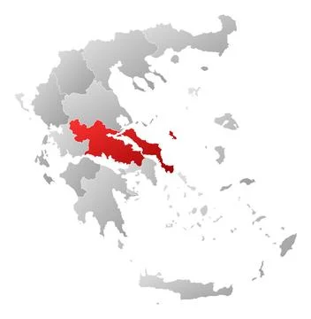 Map of Greece, Central Greece highlighted Political map of Greece with the... Stock Photos