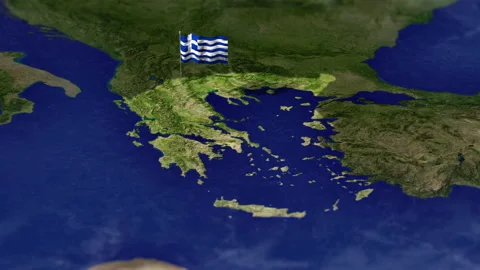 Map of Greece with Greek flag Stock-Footage 231679784