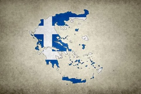 Map of Greece with its flag on a paper Stock Illustration
