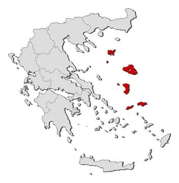Map of Greece, North Aegean highlighted Political map of Greece with the s... Stock Photos
