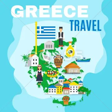 Map Greece Poster Stock Illustration