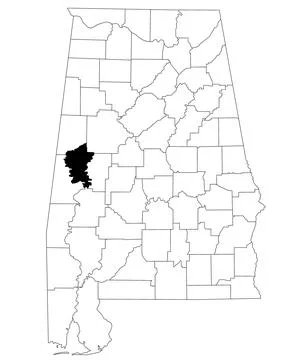 Map of green County in Alabama state on white backround. single County map .. Stock Illustration