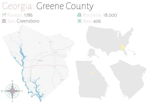 Map of Greene County in Georgia Stock Illustration