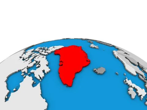 Map of Greenland on 3D globe Illustrazione stock