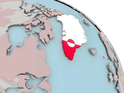 Map of Greenland with flag Stock Illustration