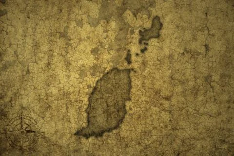 Map of grenada on a old vintage crack paper background . Stock Photos