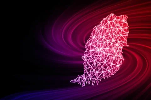 Map of Grenada, Polygonal mesh line map Illustrazione stock