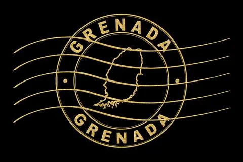 Map of Grenada, Postal Passport Stamp, Travel Stamp Illustrazione stock