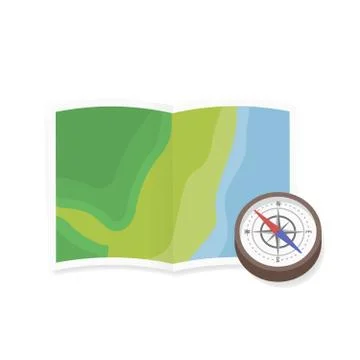 Map in grid and antigue compass vector イラスト素材