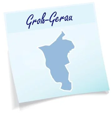 Map of gross-gerau as sticky note Stock Illustration