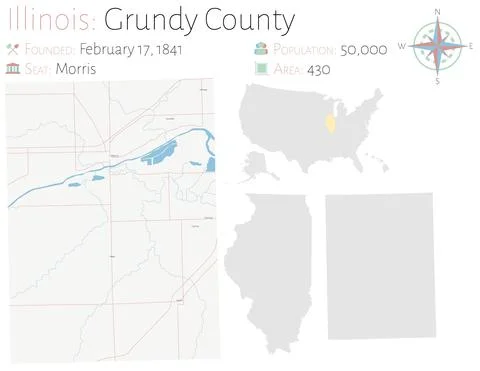 Map of Grundy County in Illinois Stock Illustration