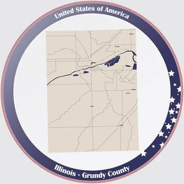Map of Grundy County in Illinois Stock Illustration