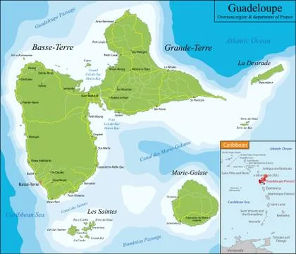 Map of Guadeloupe Stock Illustration