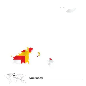 Map of Guernsey with flag Stock Illustration