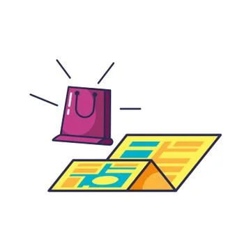 Map guide location with shopping bag Stock Illustration