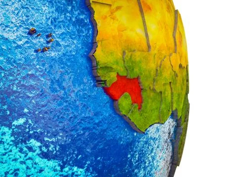 Map of Guinea on 3D Earth Stock Illustration
