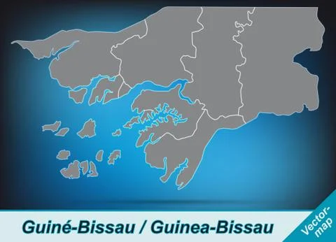 Map of guinea bissau with borders in bright gray Stock Illustration