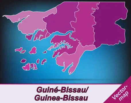 Map of guinea bissau with borders in violet Stock Illustration