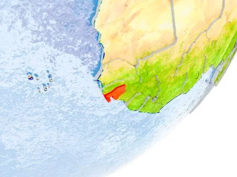 Map of Guinea-Bissau on Earth Stock Illustration