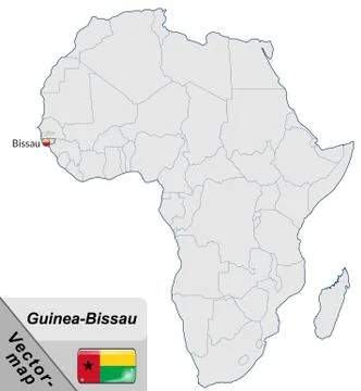 Map of guinea bissau with main cities in pastel orange Stock Illustration