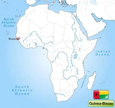 Map of guinea bissau with main cities in gray Illustrazione stock