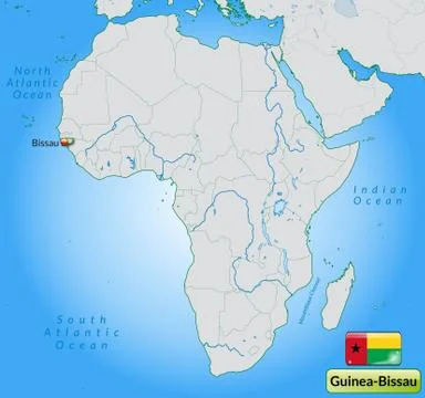 Map of guinea bissau with main cities in pastel green Stock Illustration