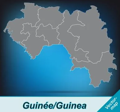 Map of guinea with borders in bright gray Illustrazione stock